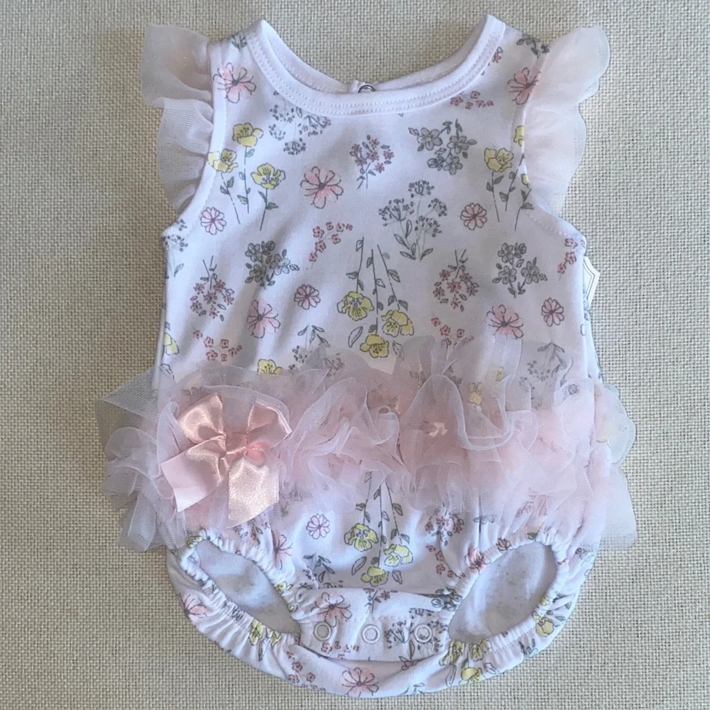 Floral Ruffle Onesy Baby Girl Size 0-3 Months